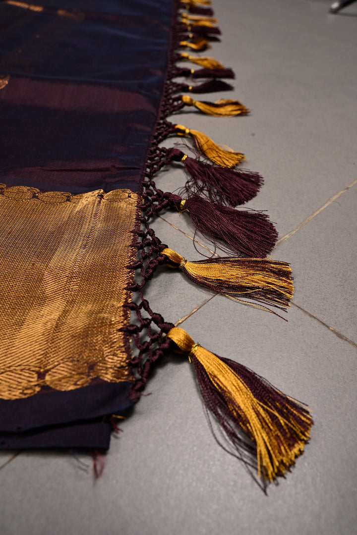 Kanchana Dual tone Kanchi Silk Cotton 100% Handloom Saree with Zari Border | SHOBITAM