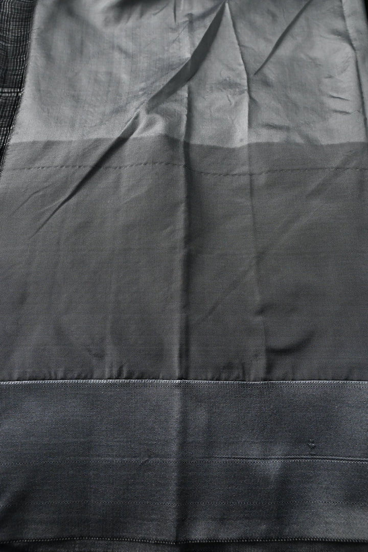 Dark Green Ilkal Weave Art Silk Bagalkote Saree with Zari Veldhari Horizontal Stripes and Contrast Temple Border | SHOBITAM