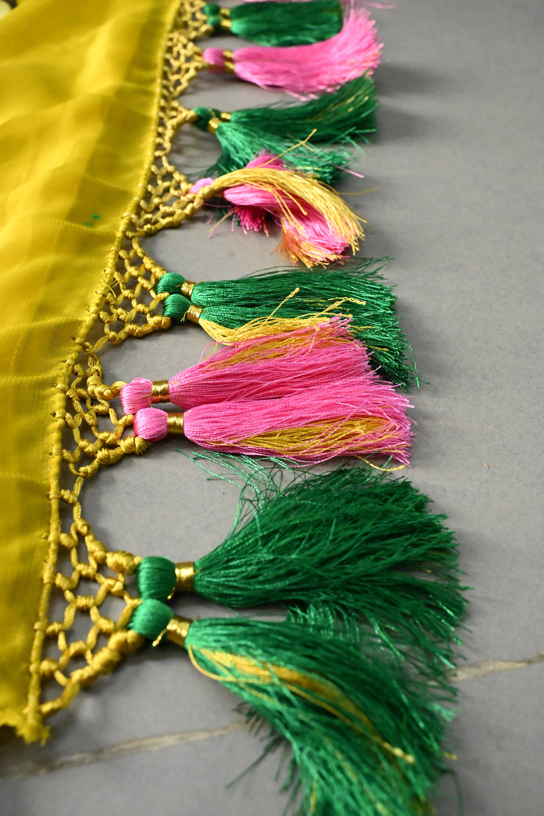 Mustard Yellow Shimmer Georgette Saree with Floral Handpainted , No Blouse Piece | SHOBITAM