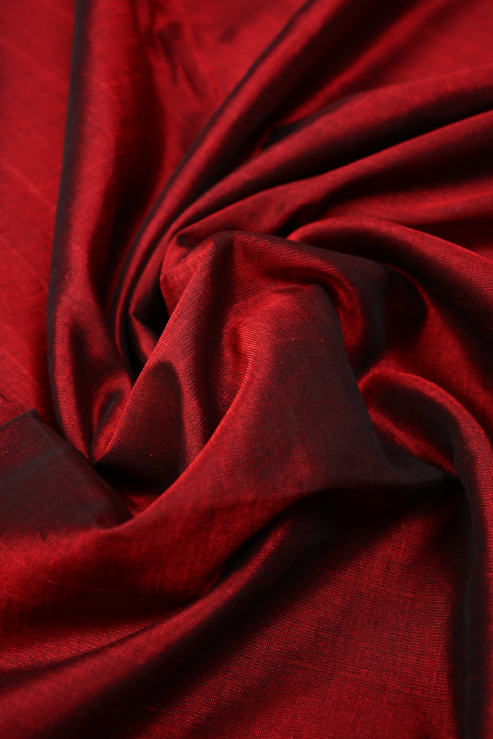 Maroon-Black Dual Tone Kanchi Silk Cotton Handloom Saree with Paisley Tissue Zari Border | SHOBITAM