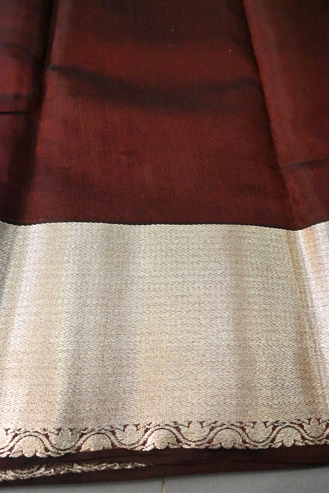 Coffee Brown Handloom Silk By Tencel Saree with Zari Buttas and Zari Border | SHOBITAM