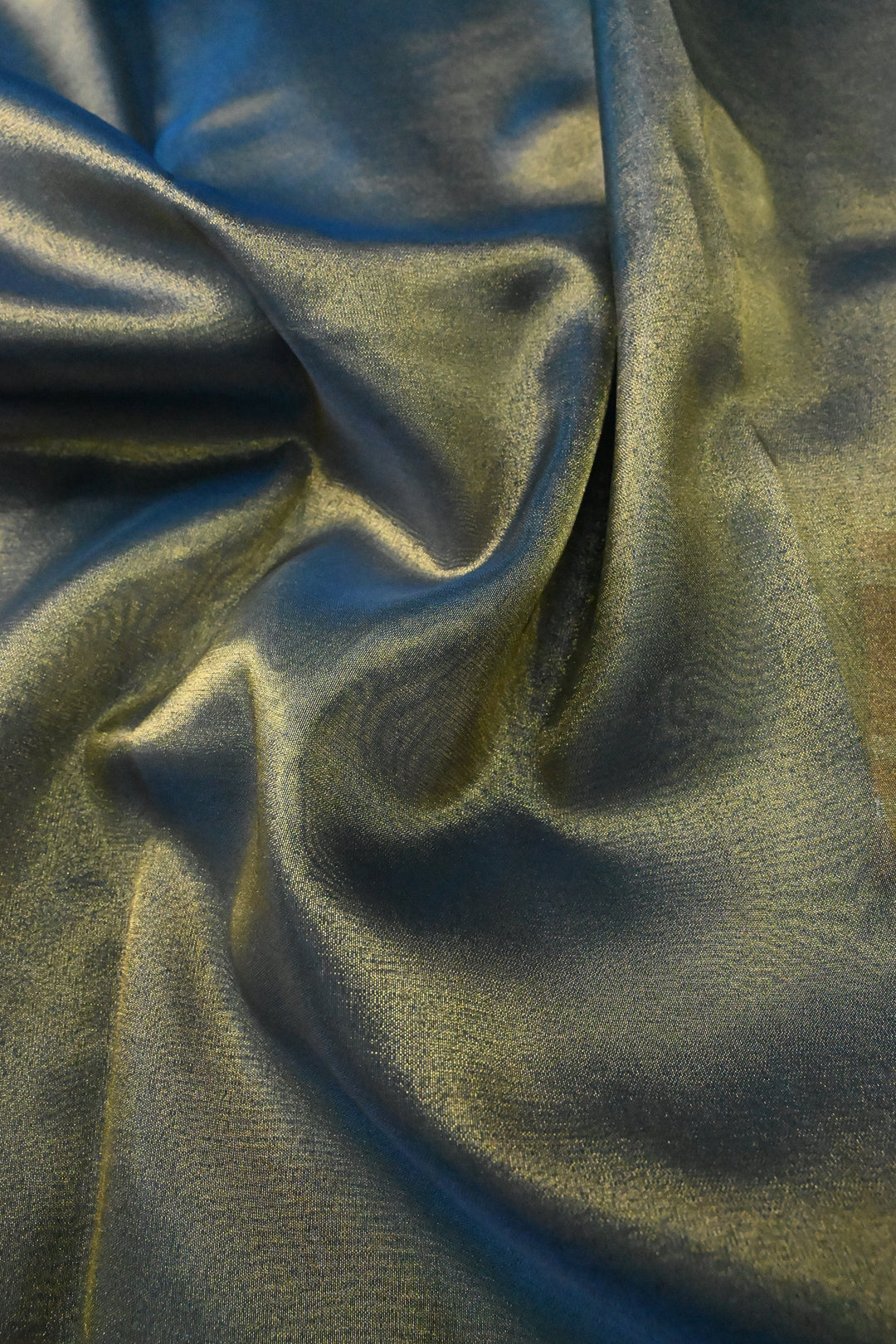 Blue-Gold Tissue Art Silk Saree with Contrast Thread Border | SHOBITAM