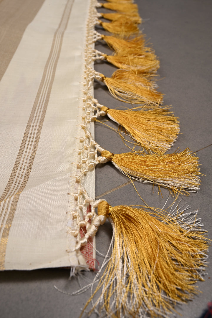 Authentic Kanjivaram Silk Saree in Off White with Multi Color Temple Border with Grand Pallu | SILK MARK CERTIFIED