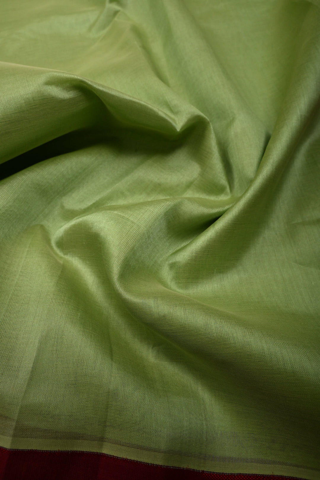 Pista Green Koravi Kanchi Silk Cotton 100% Handloom Saree with Contrast Zari Border | SHOBITAM