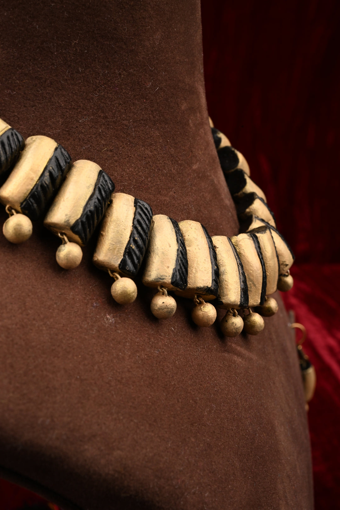Terracotta Handmade Black And Beige Statement Jewelry Set| SHOBITAM