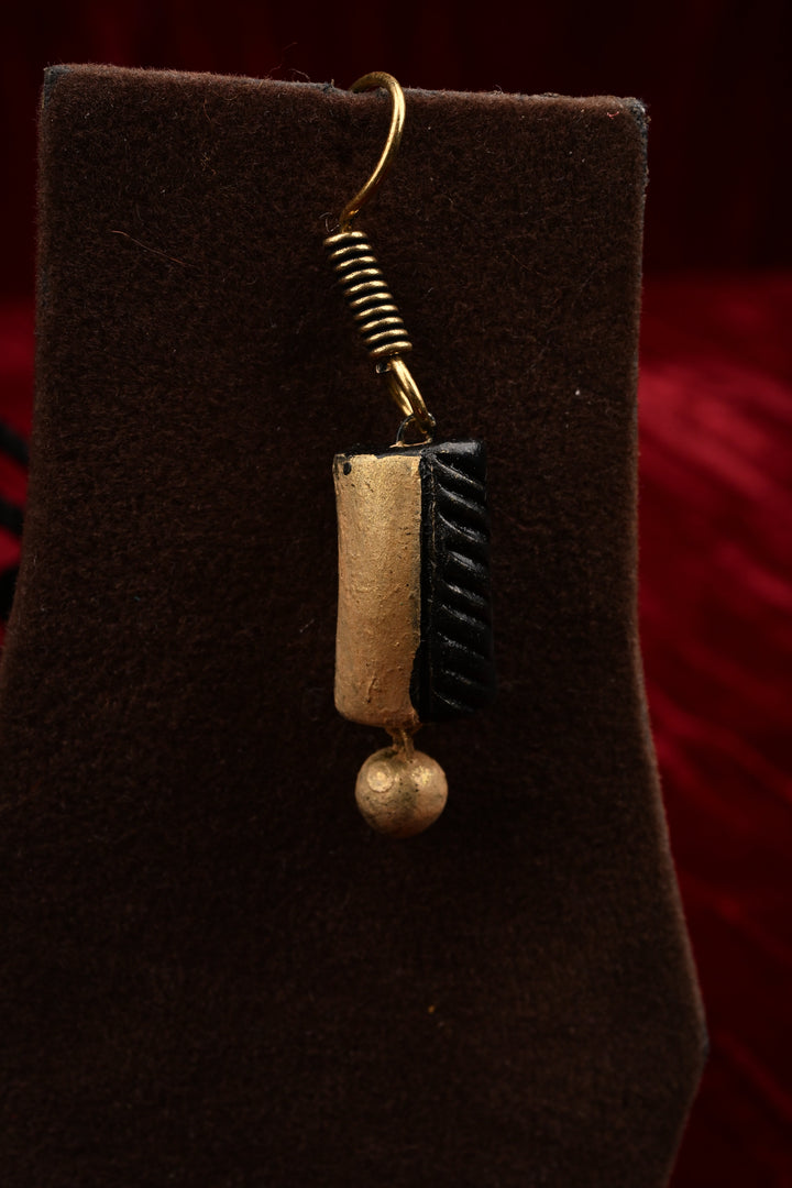 Terracotta Handmade Black And Beige Statement Jewelry Set| SHOBITAM