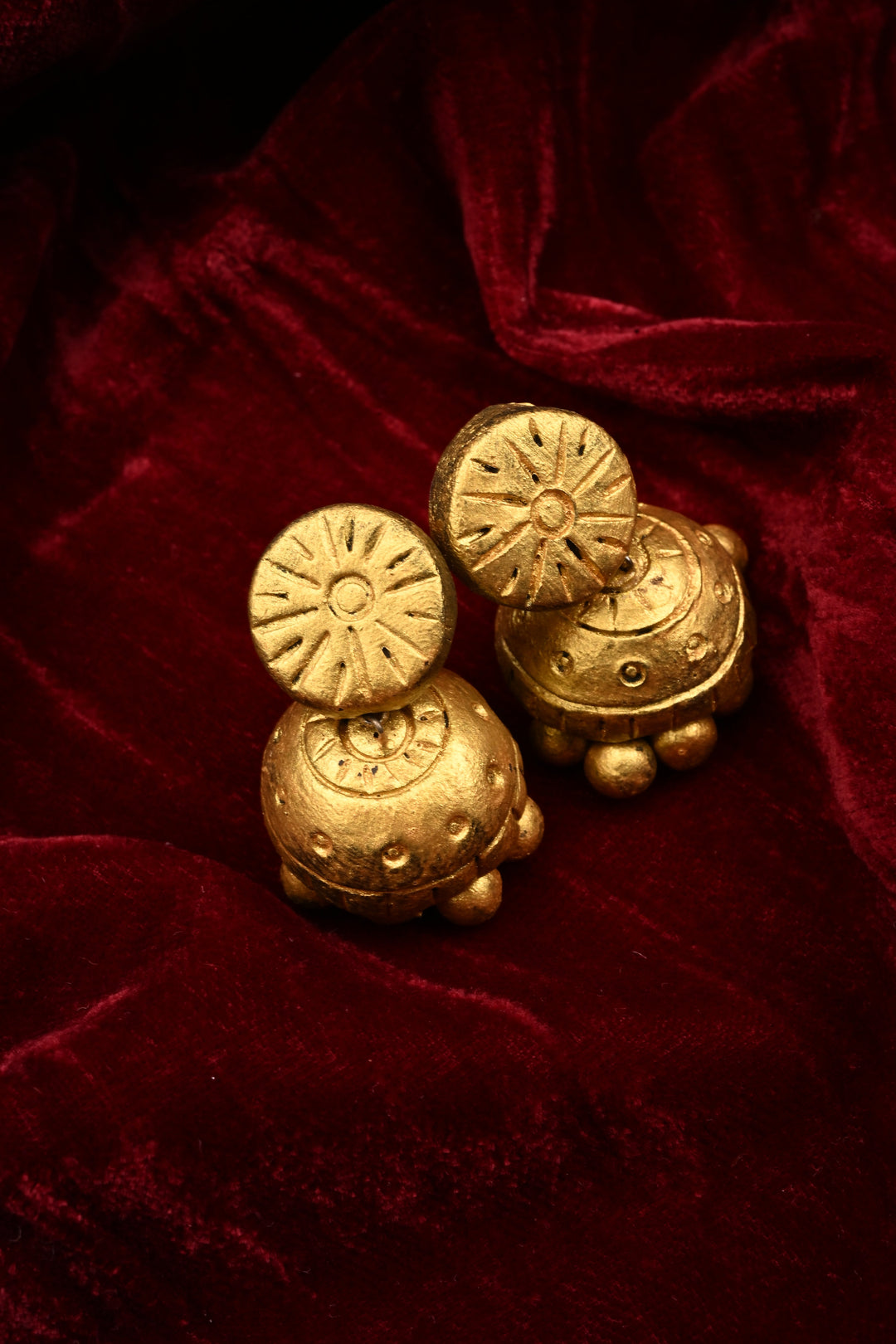 Terracotta Traditional Gold Temple Necklace | Long Ethnic Pendant Haram Jewelry| SHOBITAM