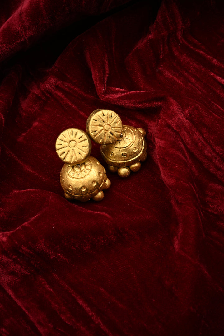 Terracotta Traditional Gold Temple Necklace | Long Ethnic Pendant Haram Jewelry| SHOBITAM
