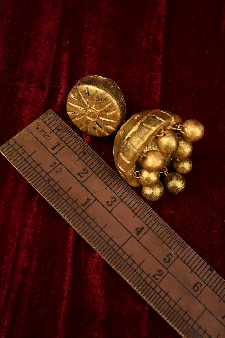 Terracotta Traditional Gold Temple Necklace | Long Ethnic Pendant Haram Jewelry| SHOBITAM