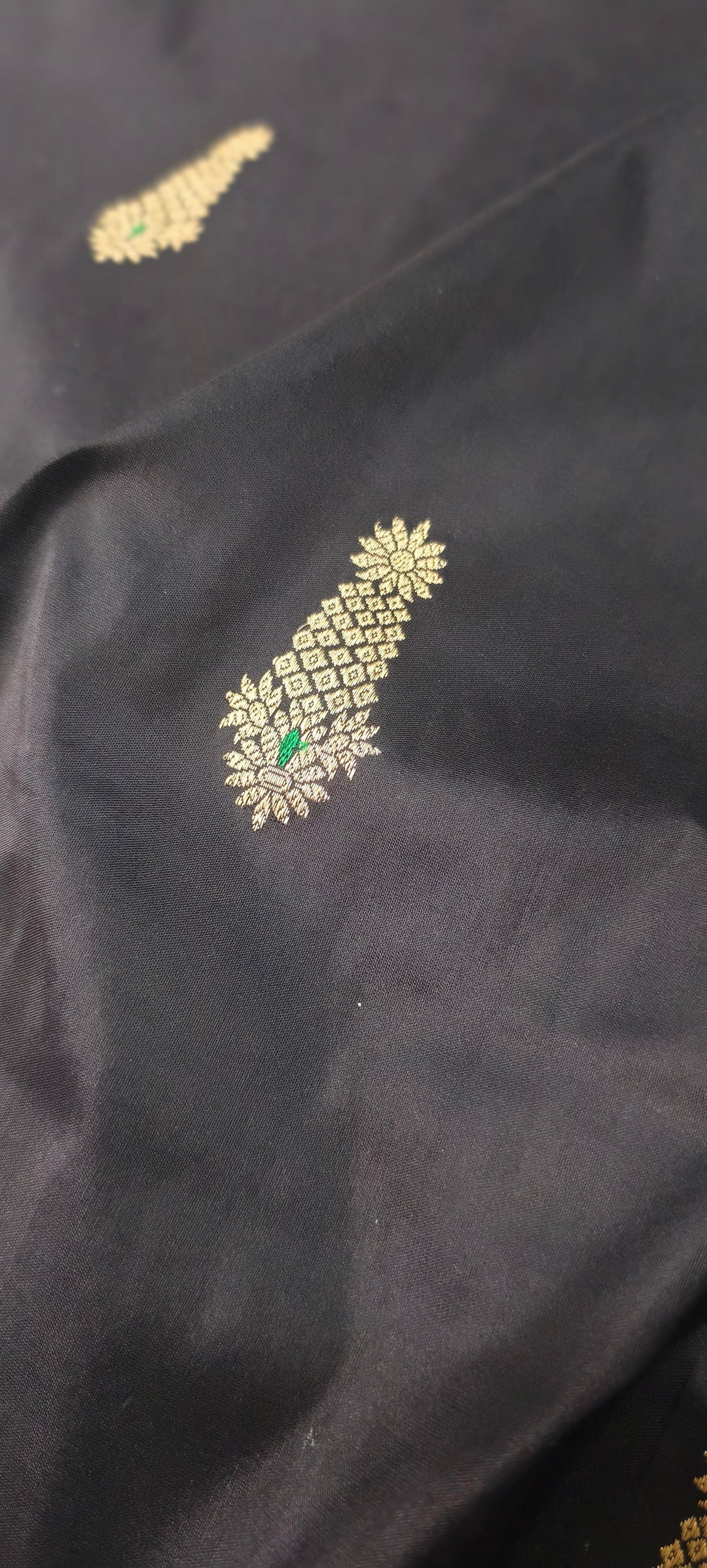 Black Banarasi Katan Silk Saree with Meenakari Zari Buttas and Minimal Zari Border | SILK MARK CERTIFIED | SHOBITAM