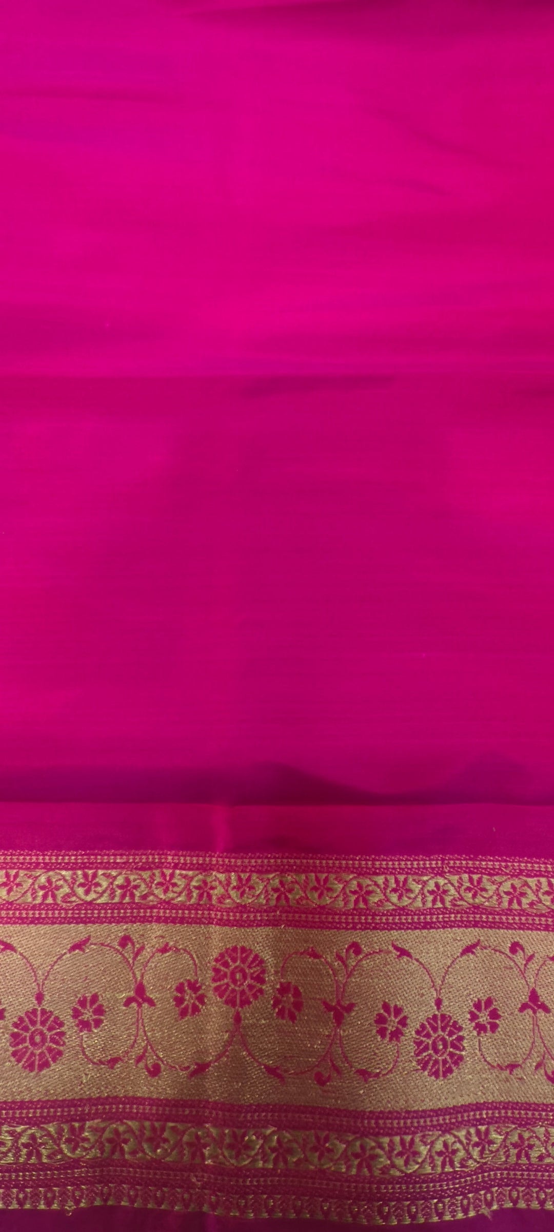 Hot Pink Dual tone Banarasi Katan Silk Saree with Meenakari Zari Buttas and Minimal Zari Border | SILK MARK CERTIFIED | SHOBITAM