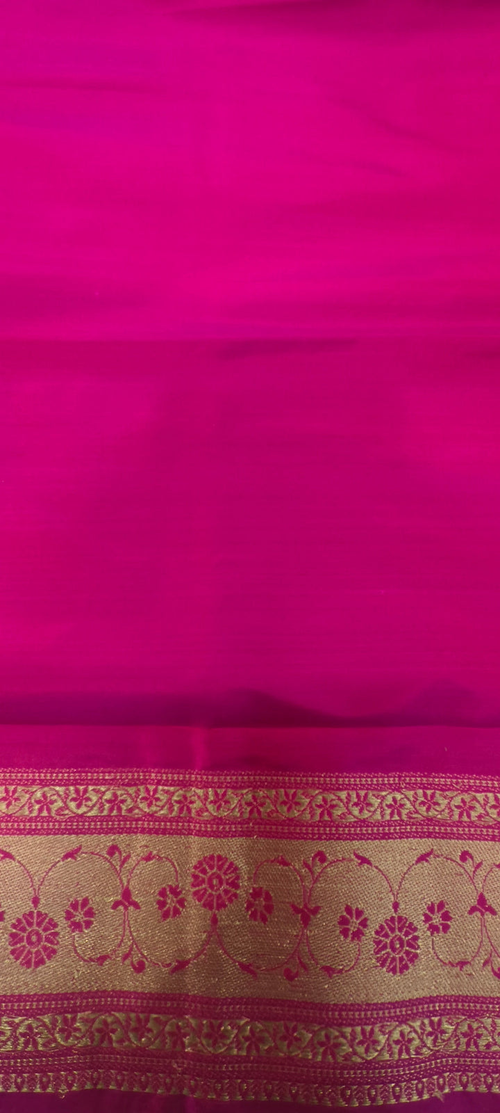 Hot Pink Dual tone Banarasi Katan Silk Saree with Meenakari Zari Buttas and Minimal Zari Border | SILK MARK CERTIFIED | SHOBITAM