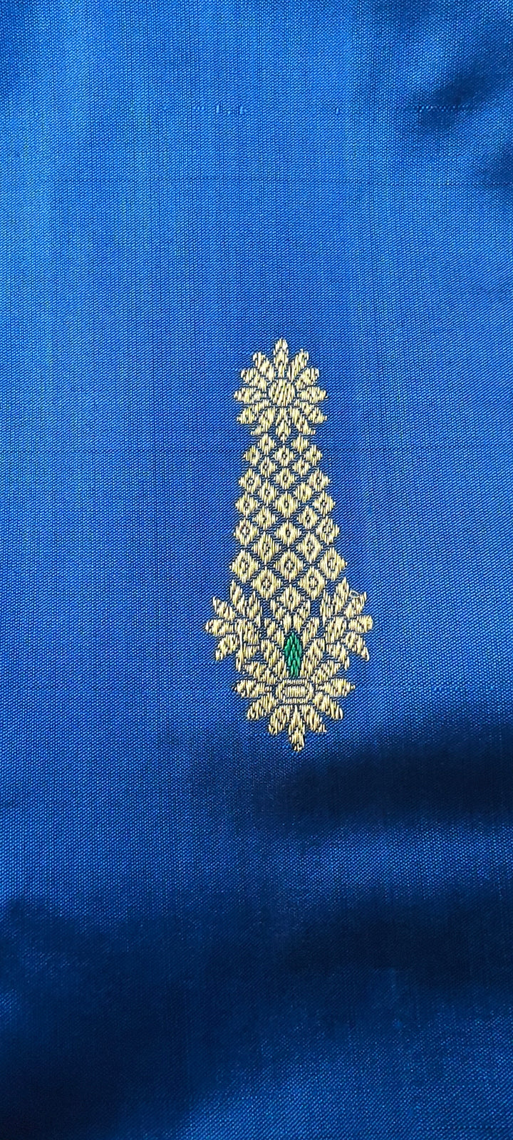 Navy Blue Banarasi Katan Silk Saree with Meenakari Zari Buttas and Minimal Zari Border | SILK MARK CERTIFIED | SHOBITAM