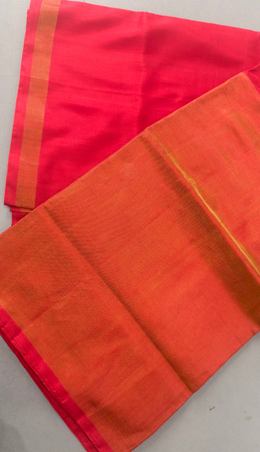 Blood Red Uppada Handloom Silk Saree with Tissue Skirt Border | SILK MARK CERTIFIED | SHOBITAM