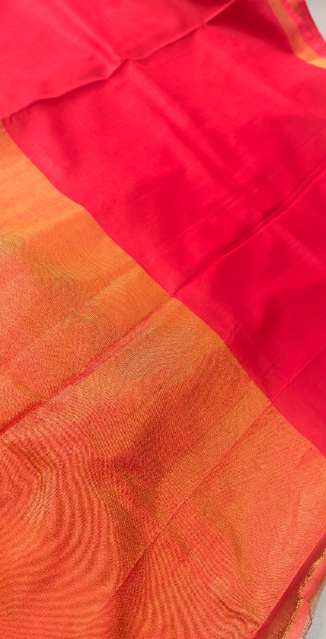 Blood Red Uppada Handloom Silk Saree with Tissue Skirt Border | SILK MARK CERTIFIED | SHOBITAM