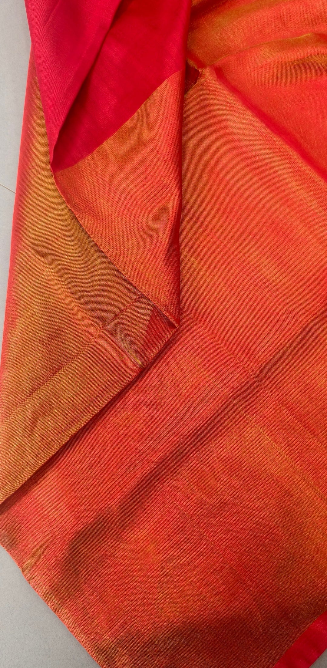 Blood Red Uppada Handloom Silk Saree with Tissue Skirt Border | SILK MARK CERTIFIED | SHOBITAM