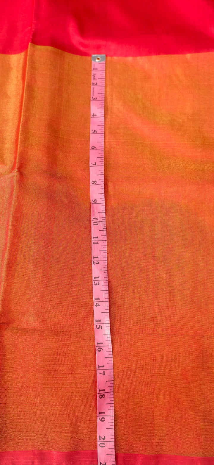 Blood Red Uppada Handloom Silk Saree with Tissue Skirt Border | SILK MARK CERTIFIED | SHOBITAM