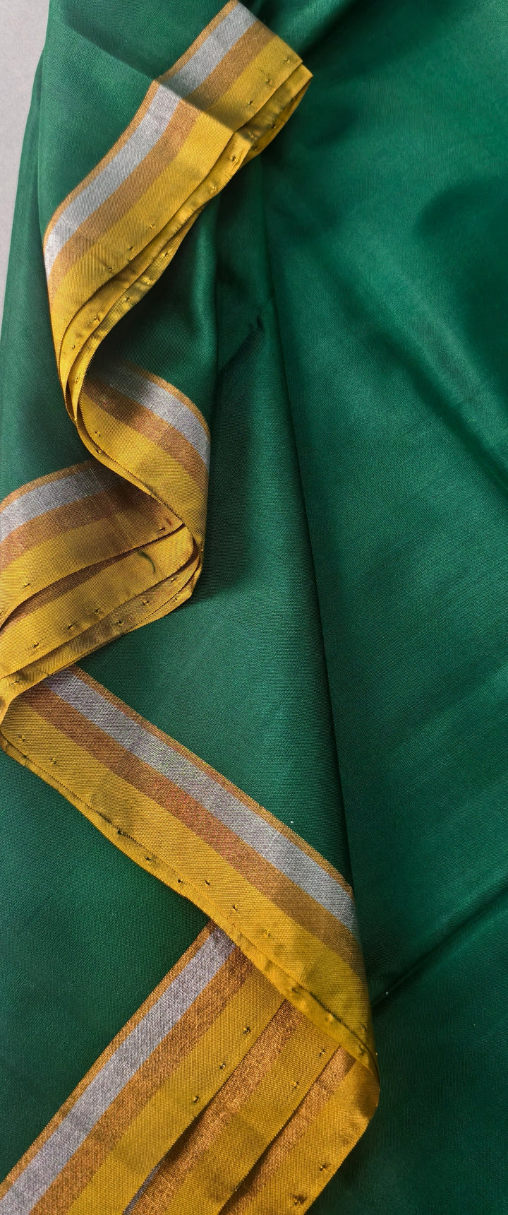 Bottle Green Uppada Handloom Silk Saree with Contrast Minimal Border and Pallu | SILK MARK CERTIFIED | SHOBITAM