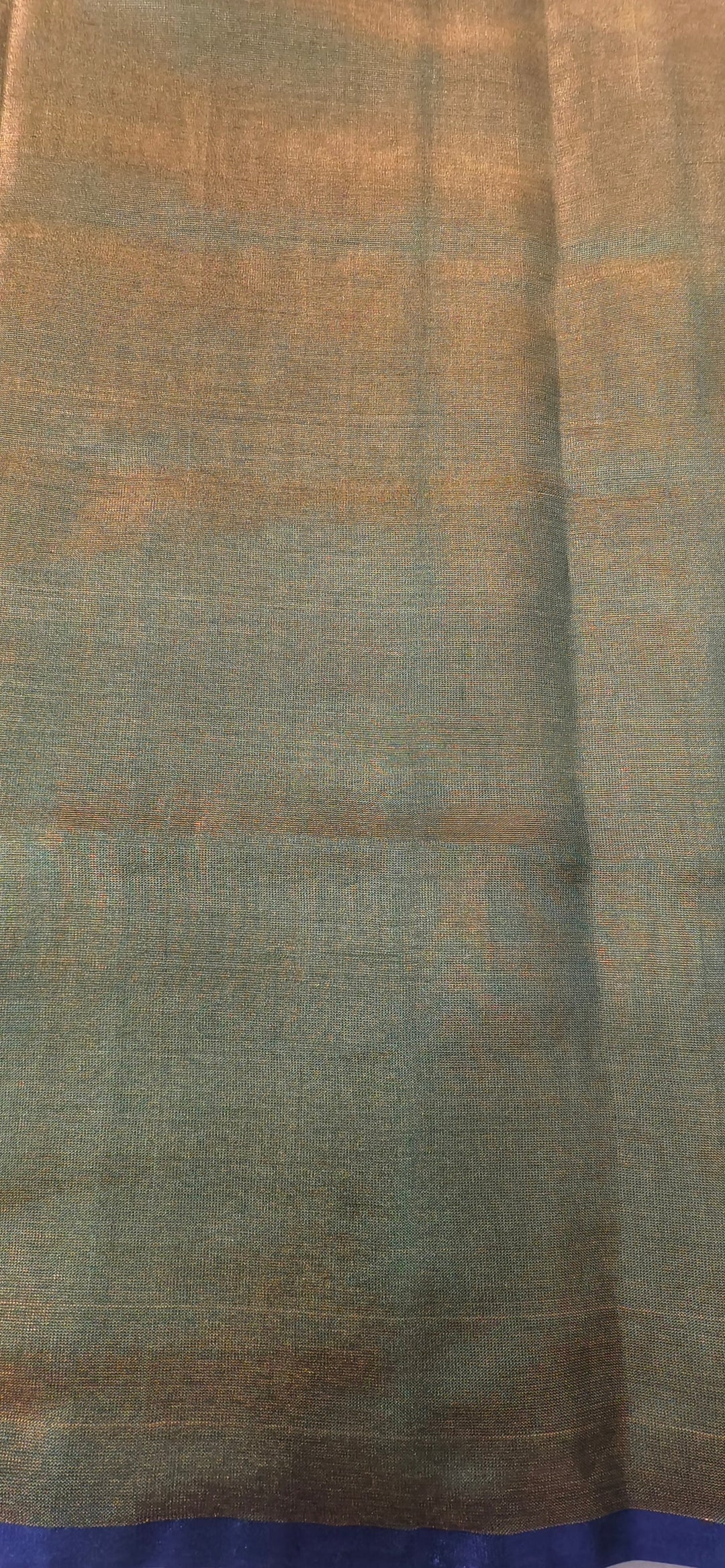 Peacock Blue-Purple Dual tone Uppada Handloom Silk Saree with Green Contrast half Tissue Border | SILK MARK CERTIFIED | SHOBITAM