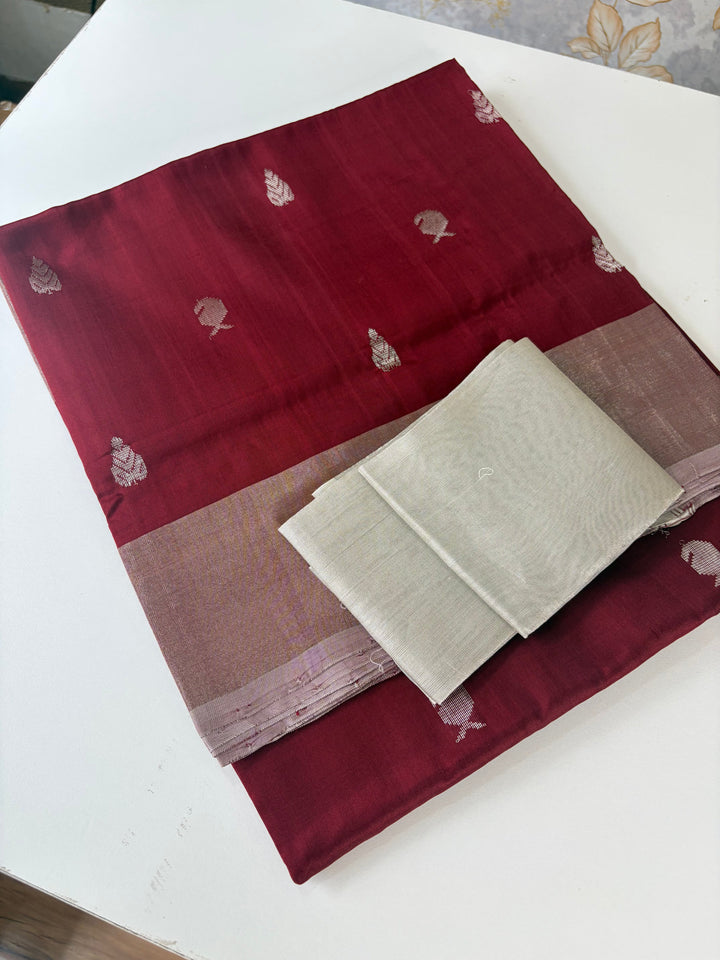 The Maroon Love- Handwoven Uppada Silk Saree | SILK MARK CERTIFIED | SHOBITAM