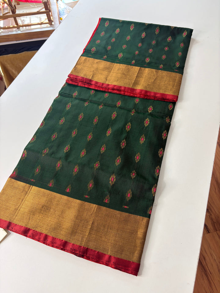 The Vintage Saree- Green and Red Uppada Silk Saree | SILK MARK CERTIFIED | SHOBITAM
