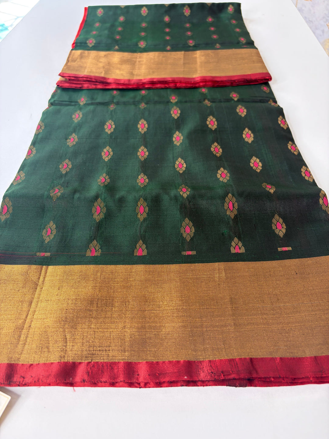 The Vintage Saree- Green and Red Uppada Silk Saree | SILK MARK CERTIFIED | SHOBITAM