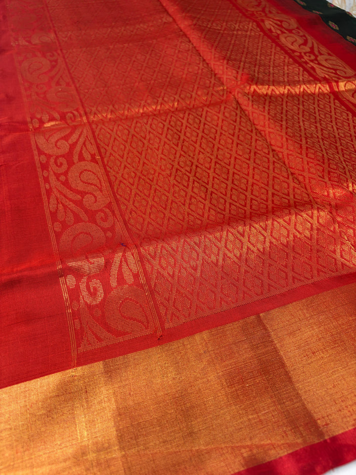The Vintage Saree- Green and Red Uppada Silk Saree | SILK MARK CERTIFIED | SHOBITAM