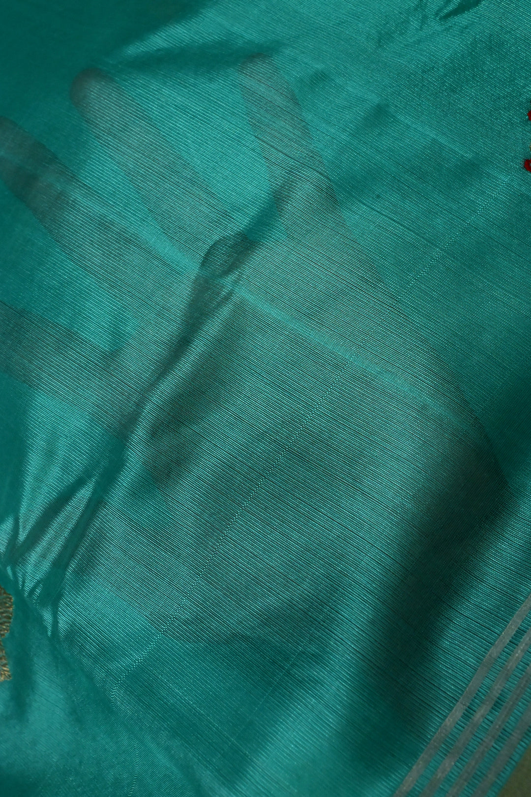 Aqua Chanderi Silk Saree with Meenakari  Floral Zari Buttas and Tissue Zari Border | SHOBITAM