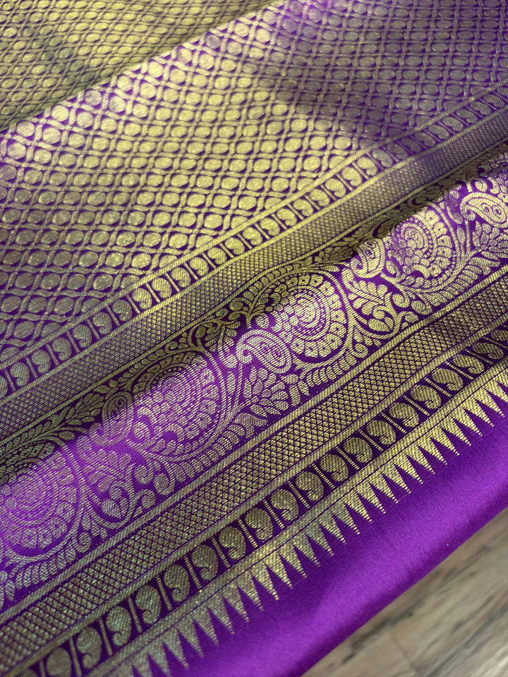 The Royal Queen - Purple Dharmavaram Silk Saree | SILK MARK CERTIFIED | SHOBITAM