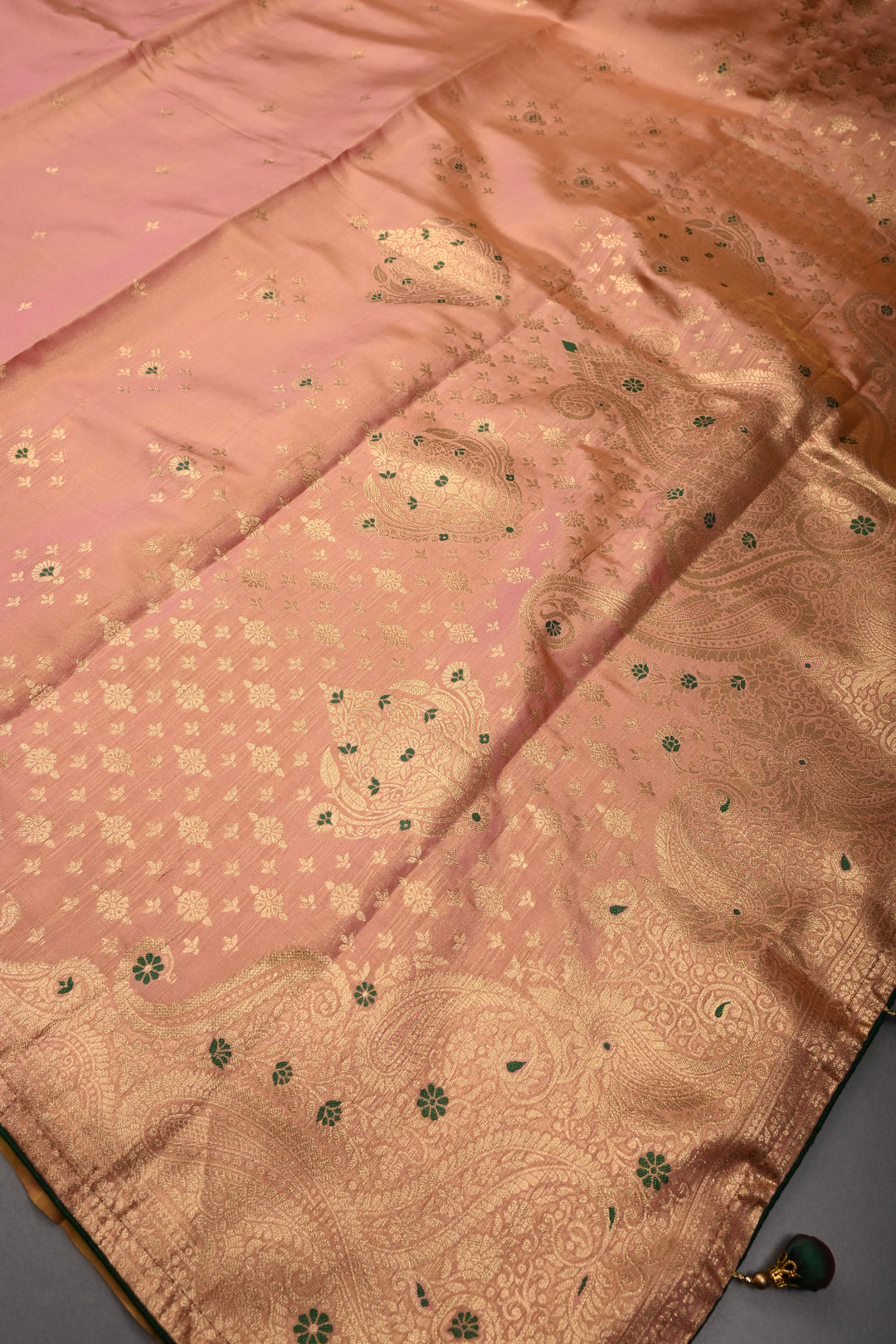 Light Pink Color Paisley Zari Woven Semi Banarasi Tissue Silk Saree  | SHOBITAM