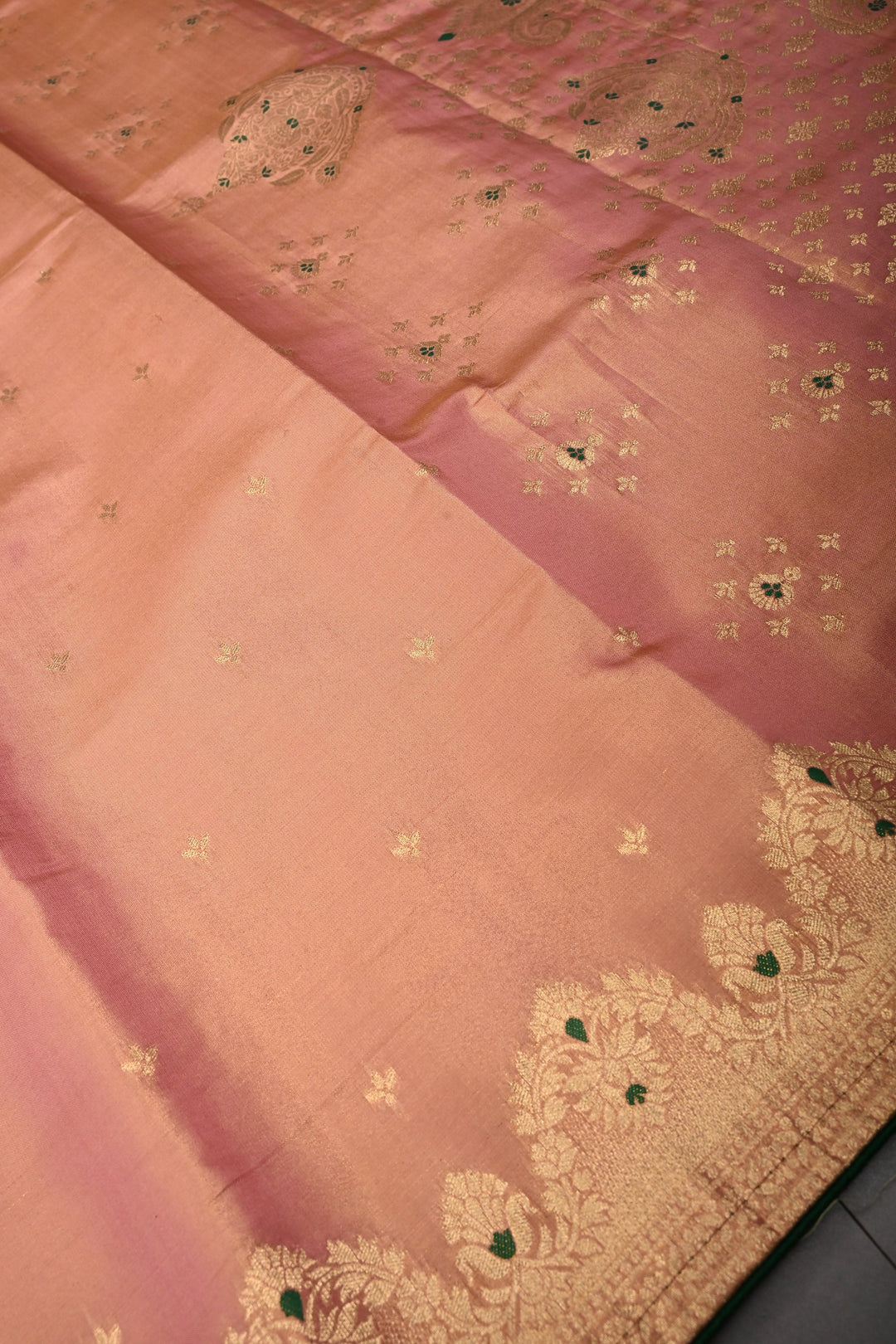 Light Pink Color Paisley Zari Woven Semi Banarasi Tissue Silk Saree  | SHOBITAM