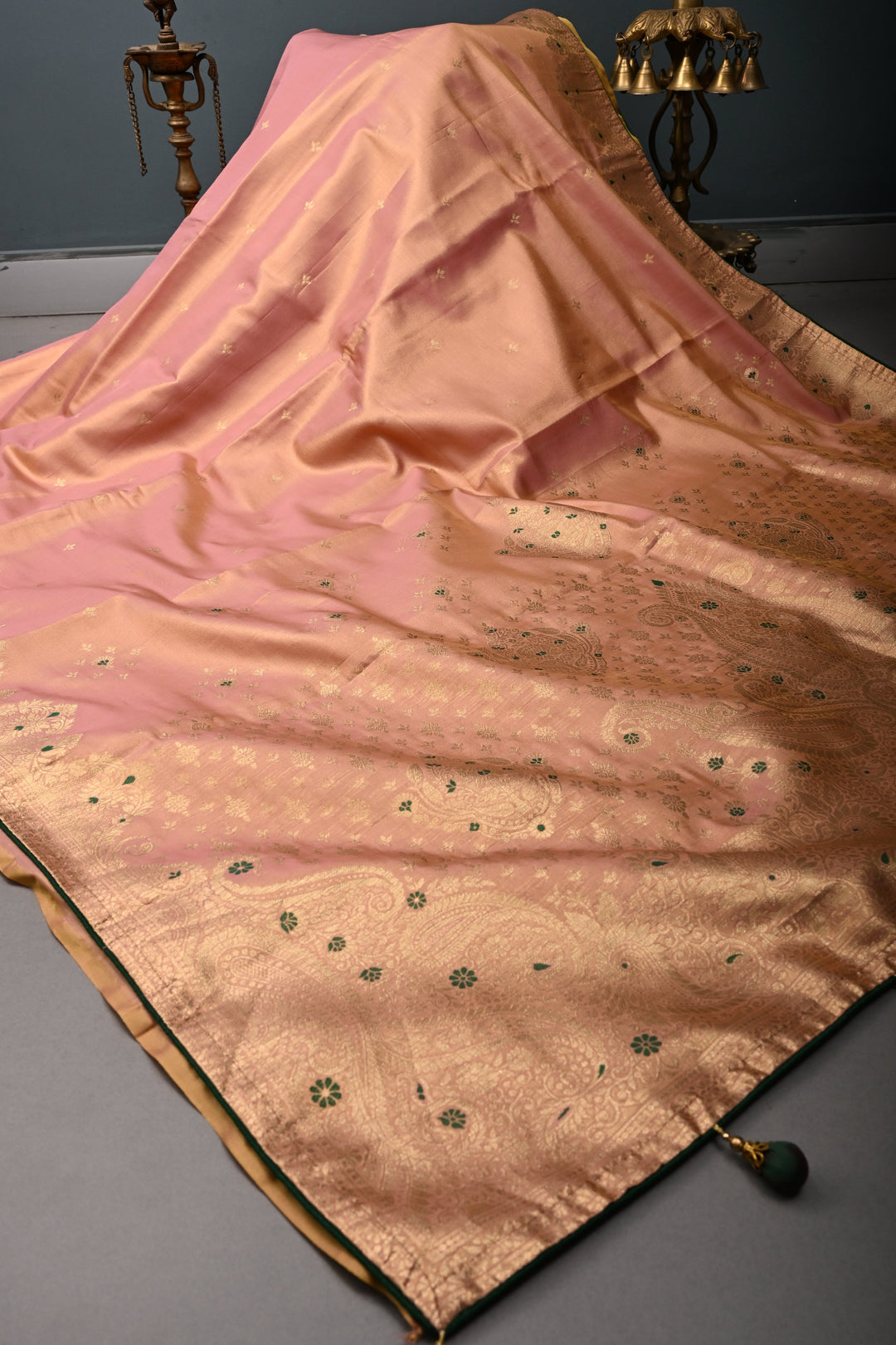 Light Pink Color Paisley Zari Woven Semi Banarasi Tissue Silk Saree  | SHOBITAM