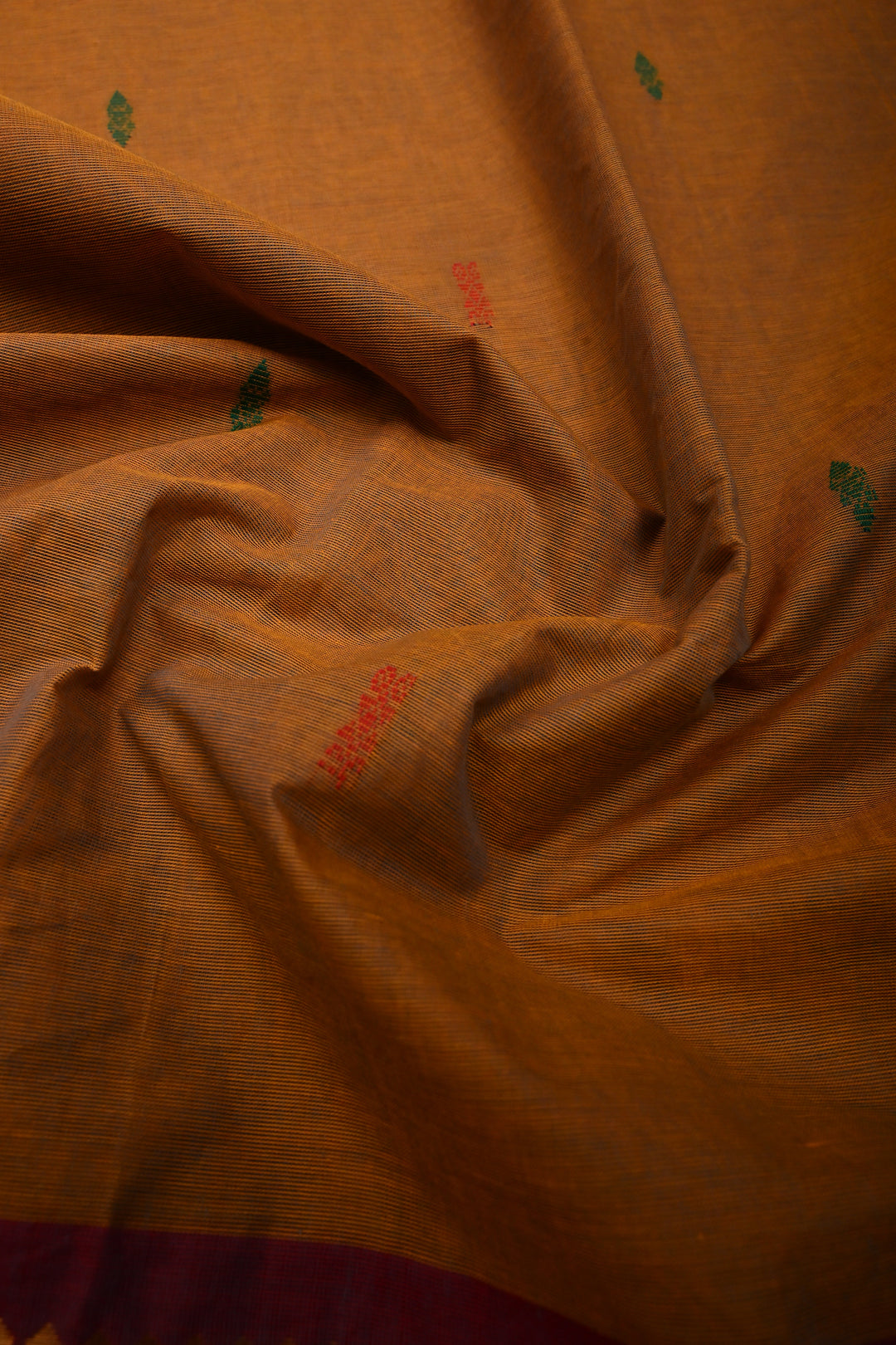 Methi Yellow Kanchi Cotton Saree with Meenakari Thread Buttas and Ganga Jamuna Contrast Zari Borders | SHOBITAM