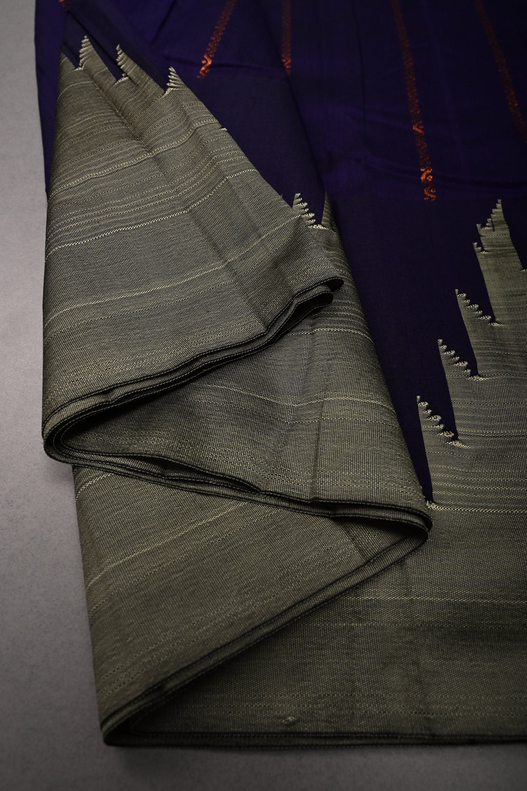 Royal Purple Ilkal Weave Art Silk Bagalkote Saree with Zari Veldhari  Horizontal Stripes and Contrast Temple Border | SHOBITAM