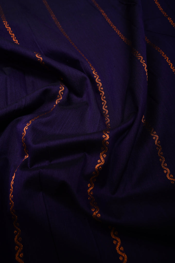 Royal Purple Ilkal Weave Art Silk Bagalkote Saree with Zari Veldhari  Horizontal Stripes and Contrast Temple Border | SHOBITAM