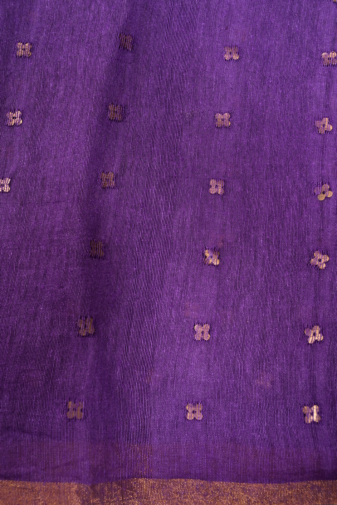 Royal Purple Matka Muslin Silk Saree with Pocket Sequins and Minimal Zari Border | SILK MARK CERTIFIED | SHOBITAM