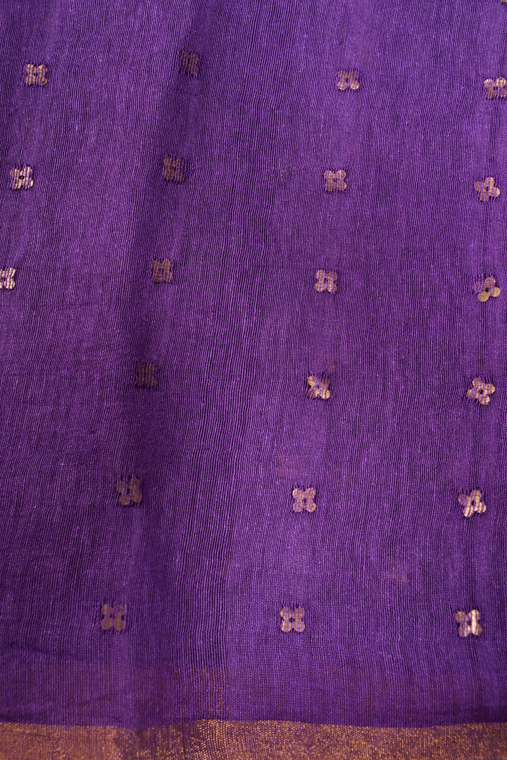 Royal Purple Matka Muslin Silk Saree with Pocket Sequins and Minimal Zari Border | SILK MARK CERTIFIED | SHOBITAM