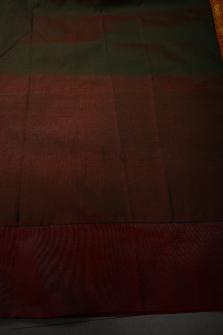 Methi Yellow Dual Tone Ilkal Weave Art Silk Bagalkote Saree with Zari Veldhari  Horizontal Stripes and Contrast Temple Border | SHOBITAM