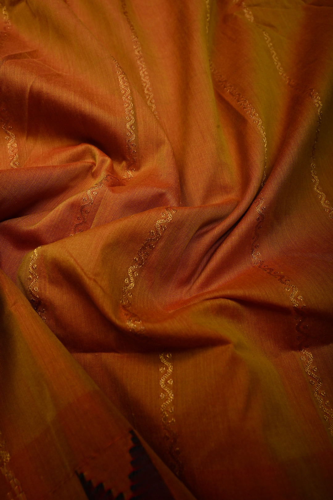 Methi Yellow Dual Tone Ilkal Weave Art Silk Bagalkote Saree with Zari Veldhari  Horizontal Stripes and Contrast Temple Border | SHOBITAM