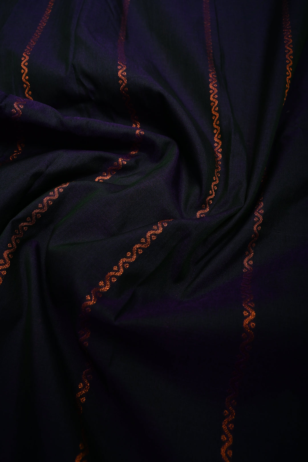 Blue-Green Dual Tone Ilkal Weave Art Silk Bagalkote Saree with Zari Veldhari  Horizontal Stripes and Contrast Temple Border | SHOBITAM