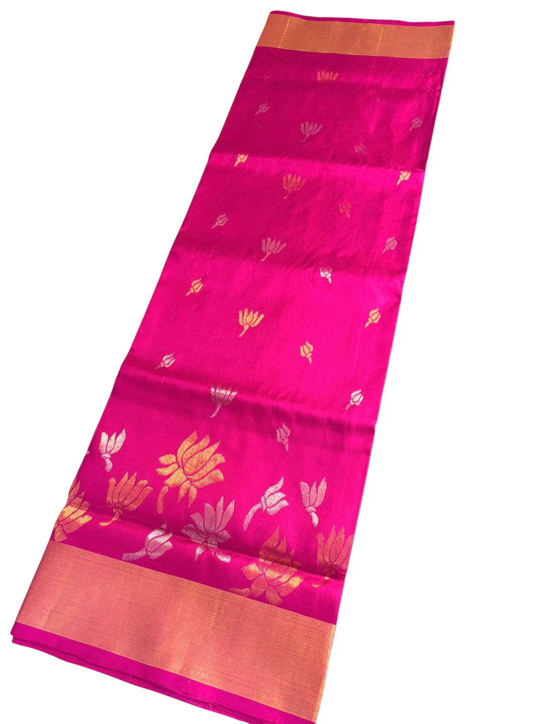 The Lotus Saree - Rani Pink Uppada Silk Saree | SILK MARK CERTIFIED | SHOBITAM