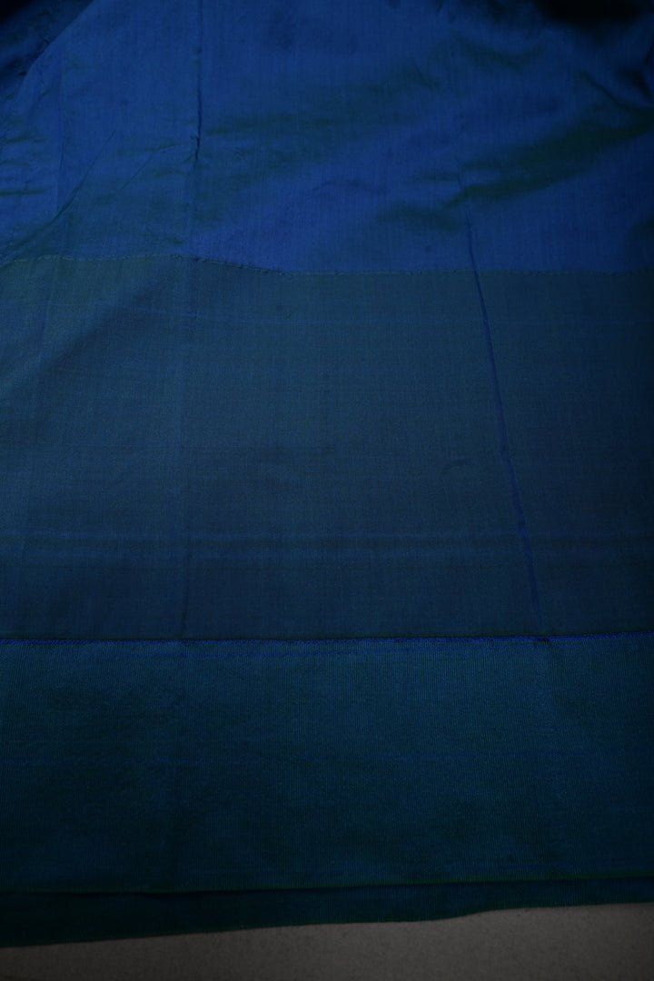 Parrot Green Ilkal Weave Art Silk Bagalkote Saree with Zari Veldhari Horizontal Stripes and Contrast Temple Border | SHOBITAM