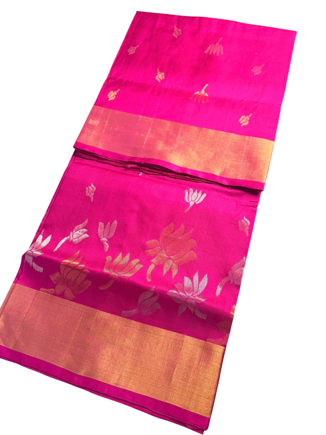 The Lotus Saree - Rani Pink Uppada Silk Saree | SILK MARK CERTIFIED | SHOBITAM