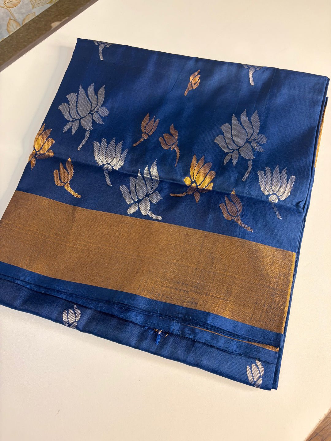 The Lotus Saree - Royal Azure Blue Uppada Silk Saree | SILK MARK CERTIFIED | SHOBITAM
