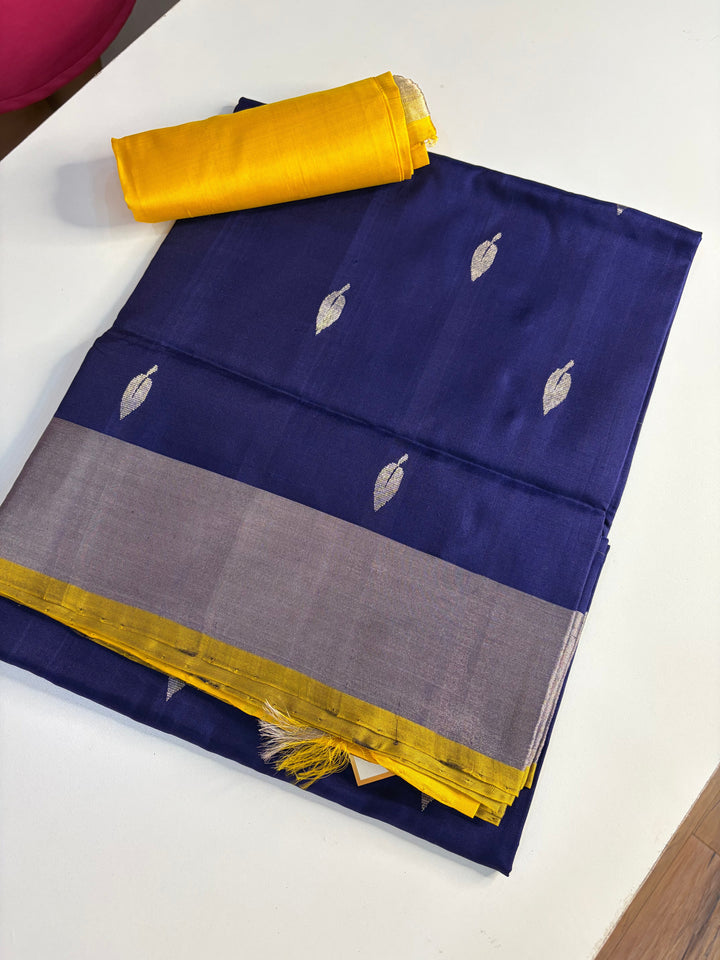 Nila - Blue and Golden Yellow Uppada Silk Saree | SILK MARK CERTIFIED | SHOBITAM