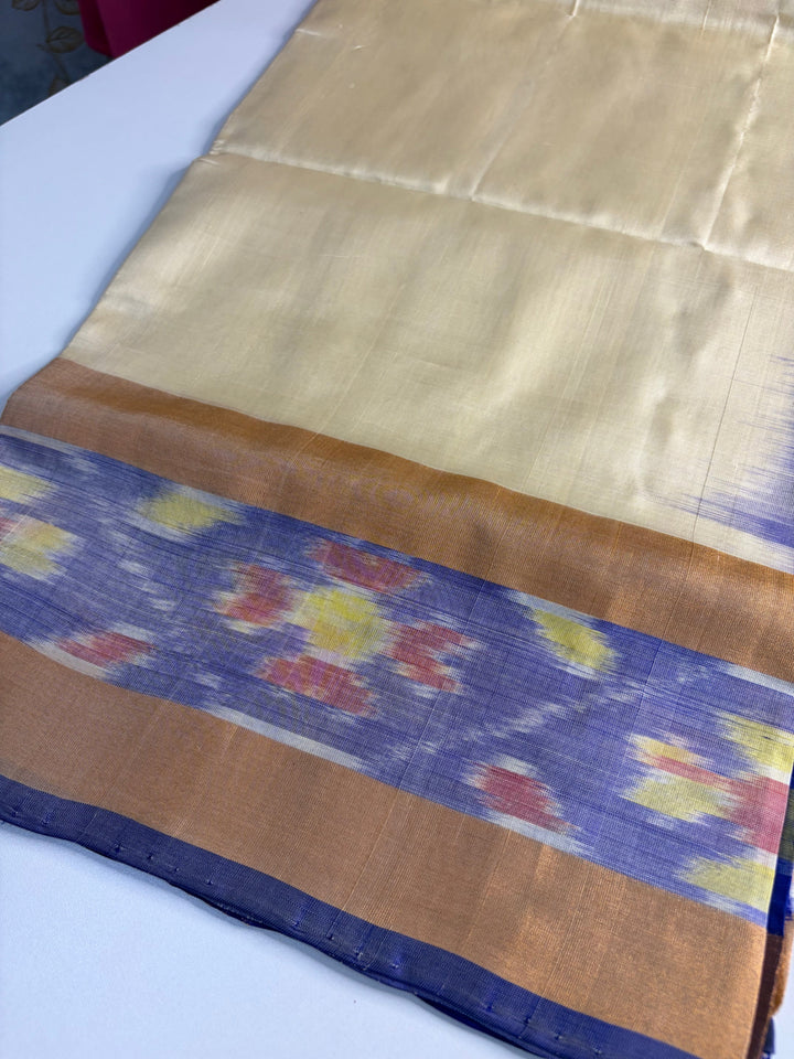 Vyoma - Blue and Cream Uppada Silk Saree | SILK MARK CERTIFIED | SHOBITAM