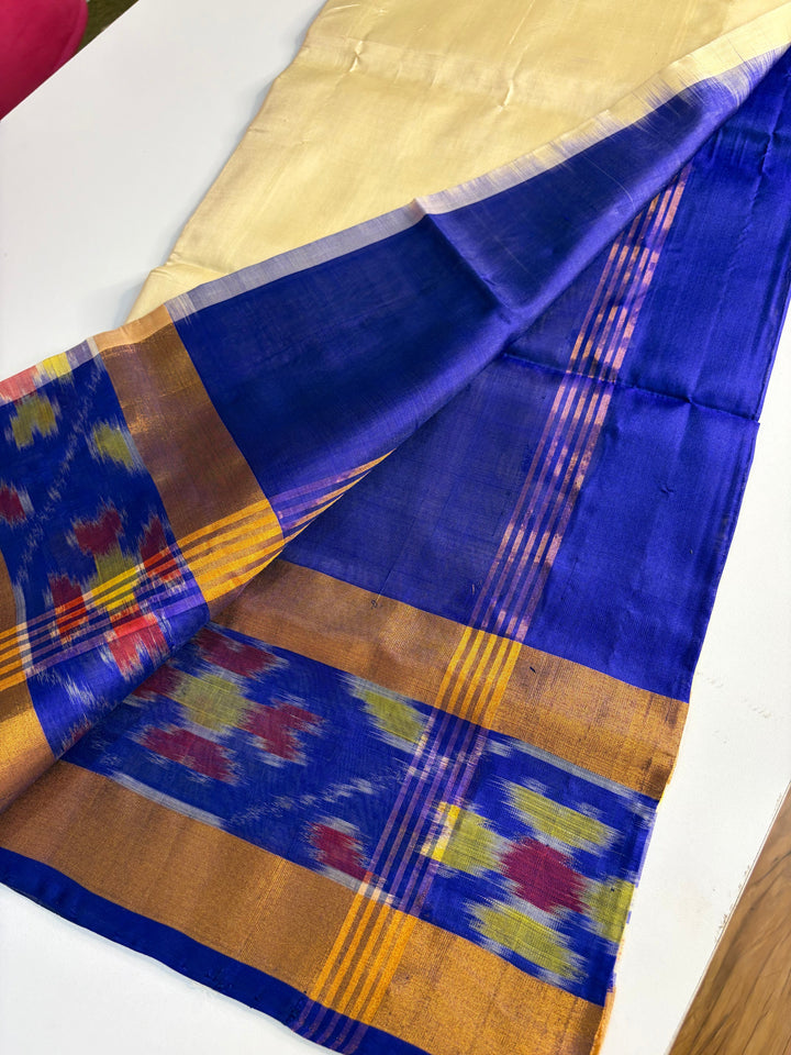 Vyoma - Blue and Cream Uppada Silk Saree | SILK MARK CERTIFIED | SHOBITAM