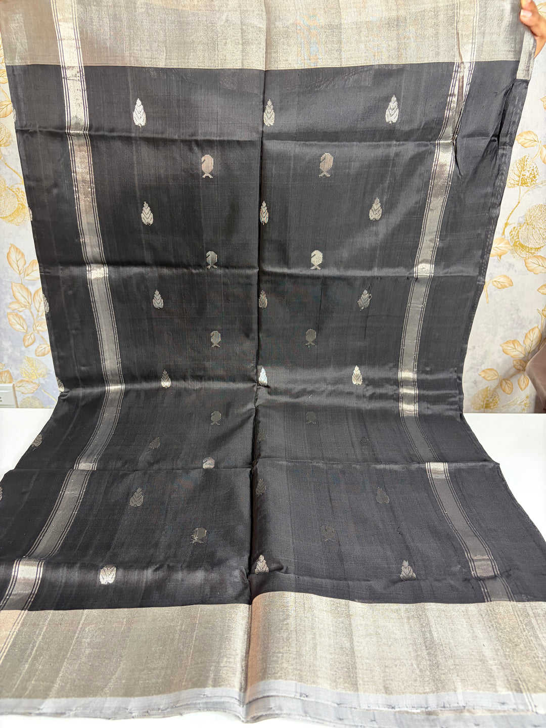 Nyara- Black and Silver Uppada Silk Saree | SILK MARK CERTIFIED | SHOBITAM