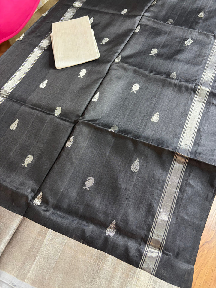 Nyara- Black and Silver Uppada Silk Saree | SILK MARK CERTIFIED | SHOBITAM
