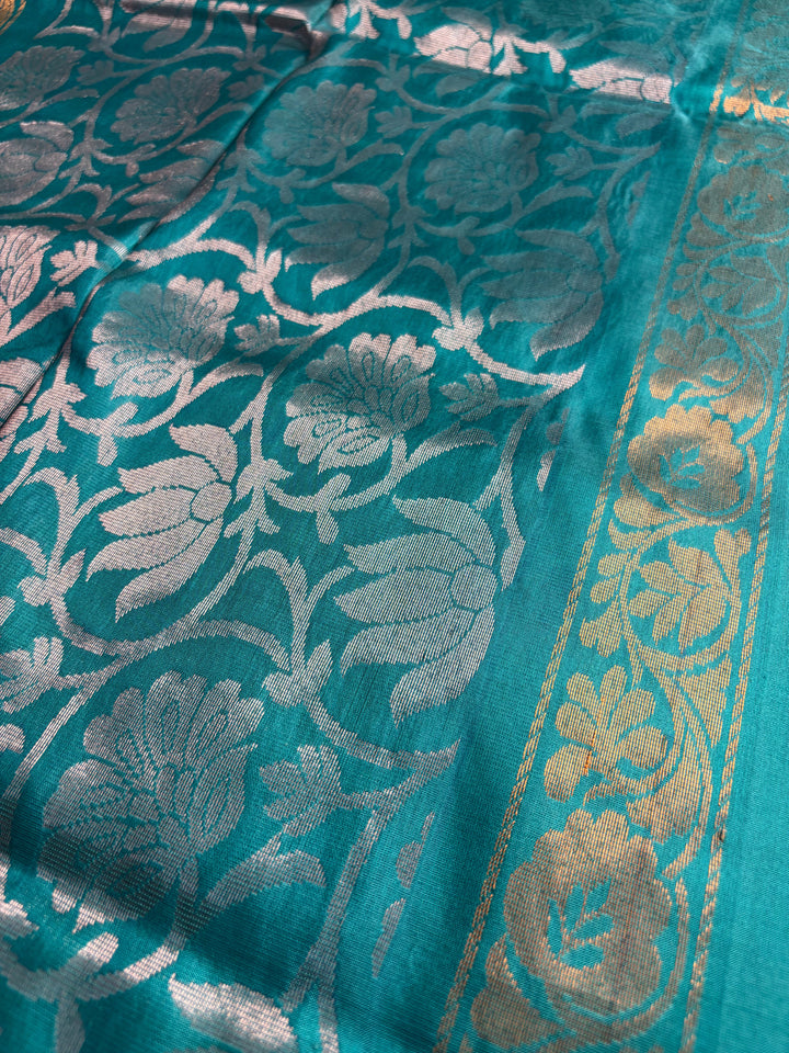 That Black & Teal Saree - Handwoven Uppada Silk Saree | SILK MARK CERTIFIED | SHOBITAM